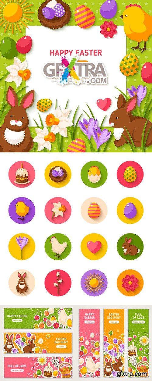 Easter Icons & Banners Vector