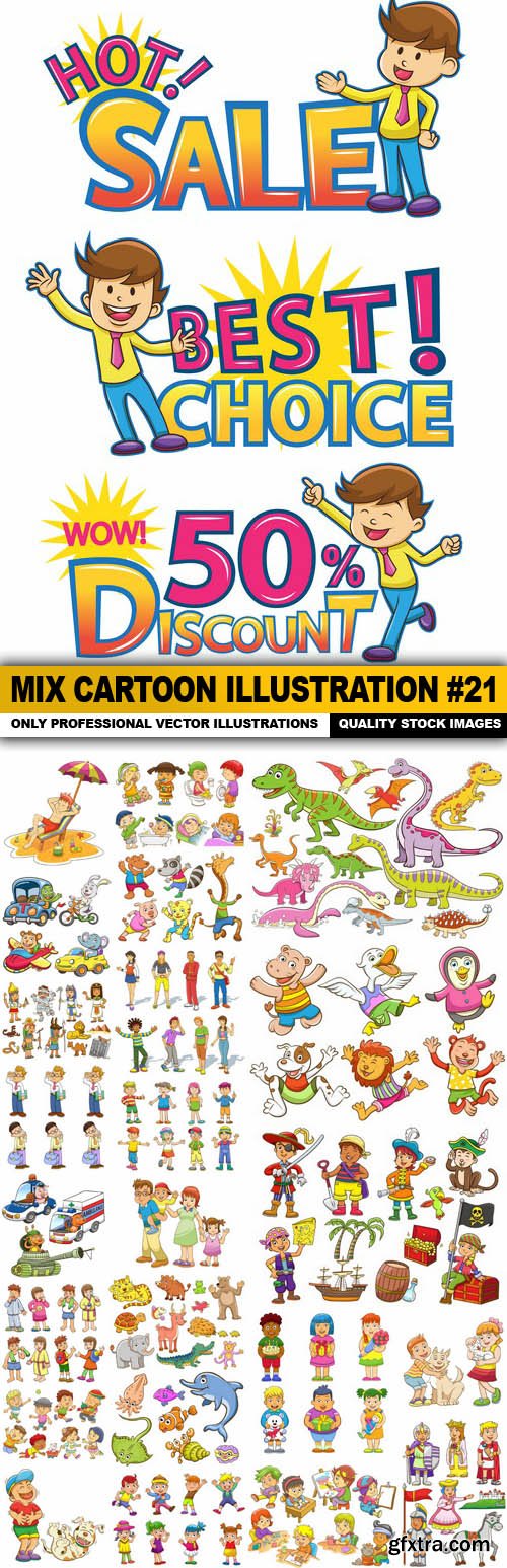 Mix cartoon Illustration #21 - 25 Vector