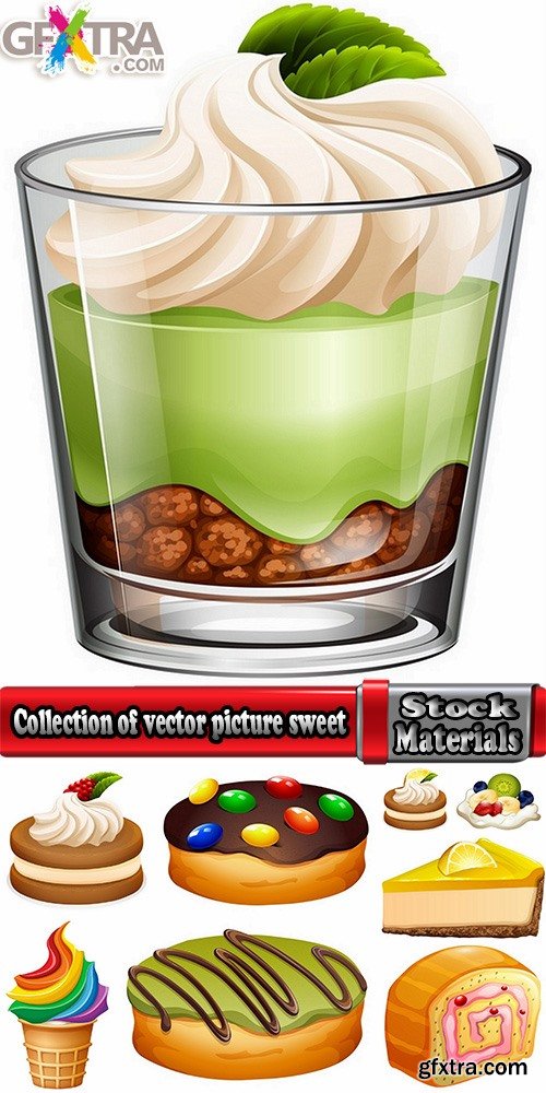 Collection of vector picture sweet pie pastry cake 25 EPS