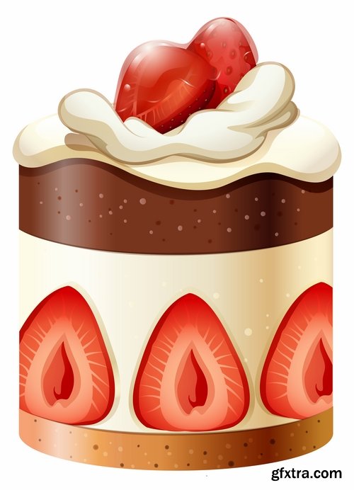 Collection of vector picture sweet pie pastry cake 25 EPS