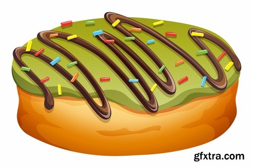 Collection of vector picture sweet pie pastry cake 25 EPS