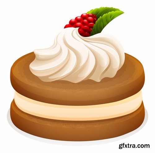 Collection of vector picture sweet pie pastry cake 25 EPS