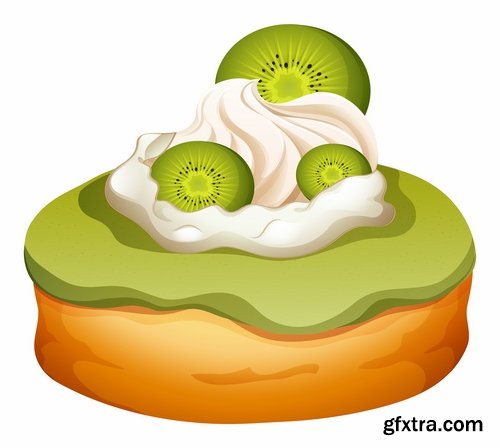 Collection of vector picture sweet pie pastry cake 25 EPS