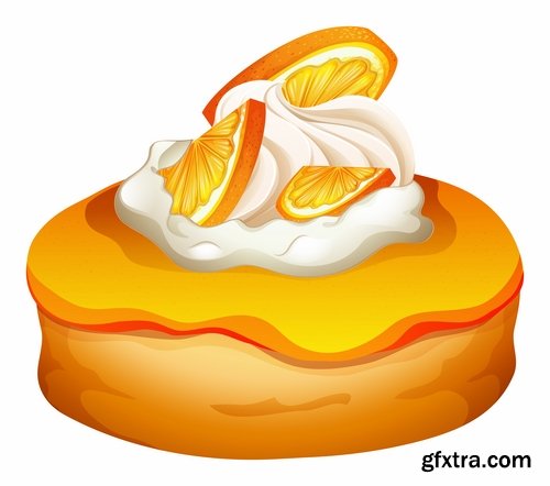 Collection of vector picture sweet pie pastry cake 25 EPS