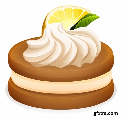 Collection of vector picture sweet pie pastry cake 25 EPS