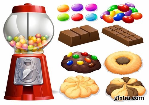 Collection of vector picture sweet pie pastry cake 25 EPS