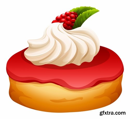 Collection of vector picture sweet pie pastry cake 25 EPS