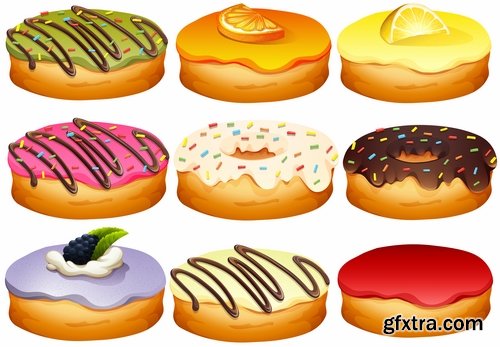 Collection of vector picture sweet pie pastry cake 25 EPS