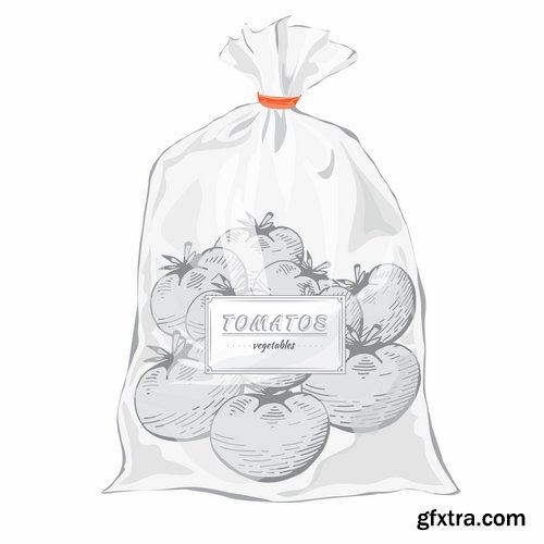 Collection of vector image plastic bag packing box 25 EPS