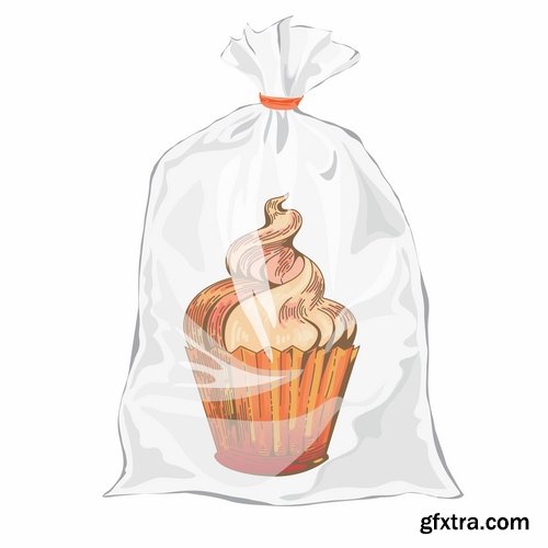 Collection of vector image plastic bag packing box 25 EPS