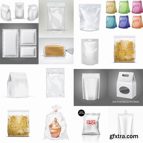 Collection of vector image plastic bag packing box 25 EPS