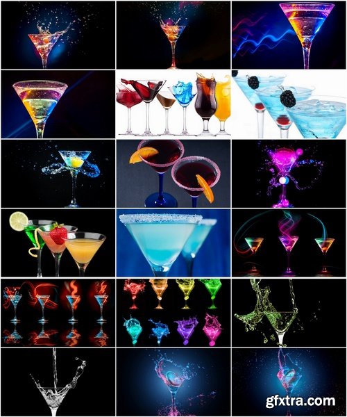 Collection of cocktail glass with a drink splashing 25 HQ Jpeg