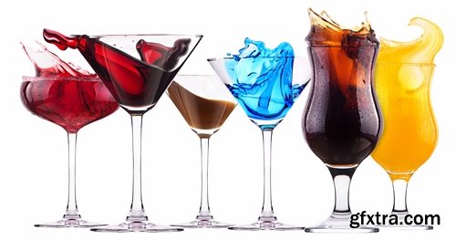 Collection of cocktail glass with a drink splashing 25 HQ Jpeg