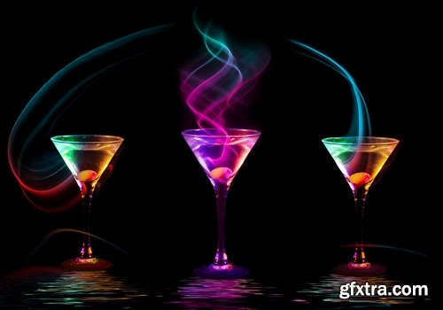 Collection of cocktail glass with a drink splashing 25 HQ Jpeg