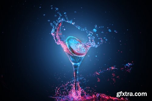 Collection of cocktail glass with a drink splashing 25 HQ Jpeg
