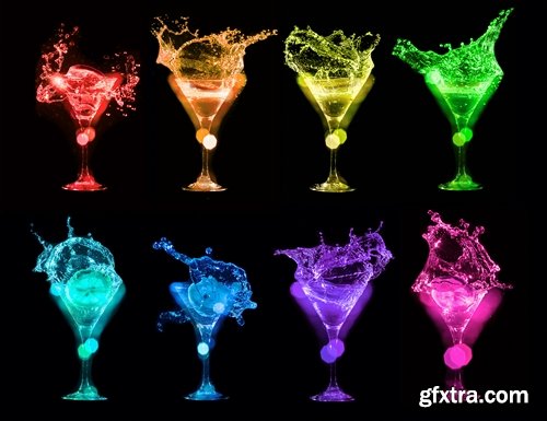 Collection of cocktail glass with a drink splashing 25 HQ Jpeg