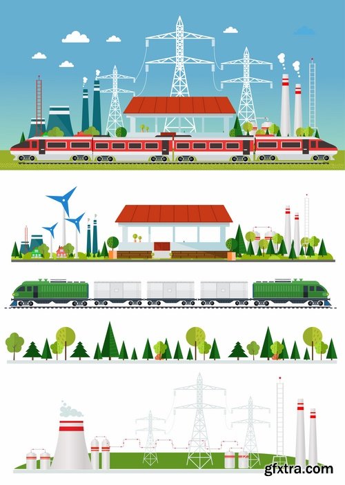 Collection of vector image infographics industrial shop factory 25 EPS