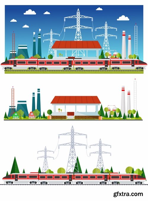 Collection of vector image infographics industrial shop factory 25 EPS