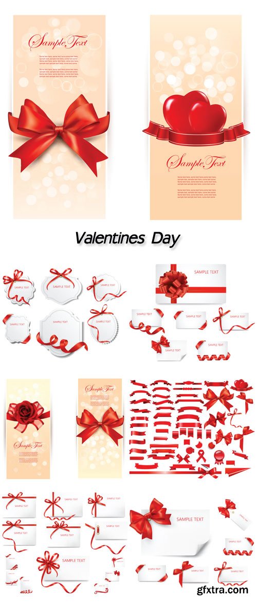 Ribbon Banners & Valentine Day Cards 7xEPS