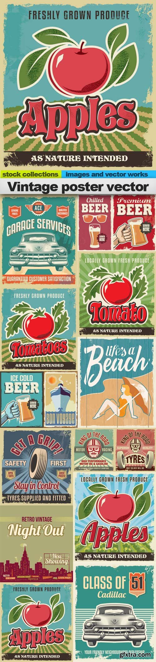 Vintage poster vector, 15 x EPS