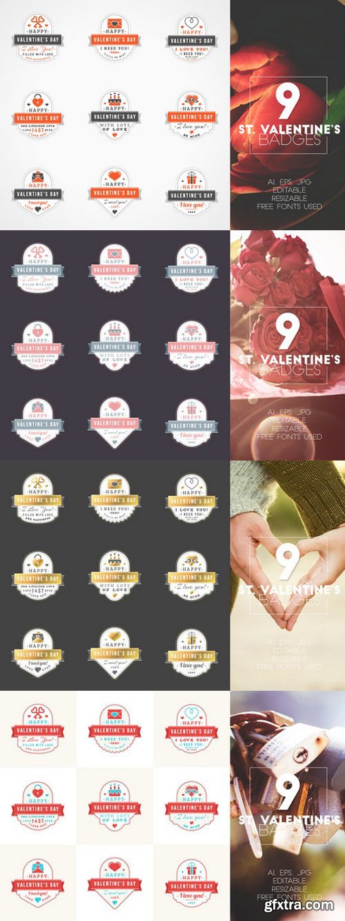 CM - Set of 9 St. Valentine's Badges 504734