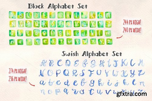 CM - 3 Watercolor Alphabet Brush Sets 277229