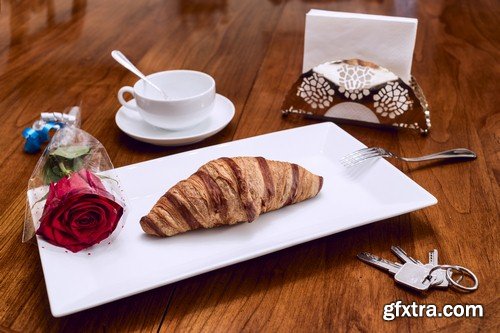 Croissant and rose