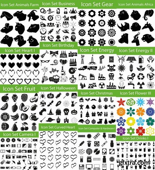 Collection of vector icons flat picture on various subjects #4- 25 EPS