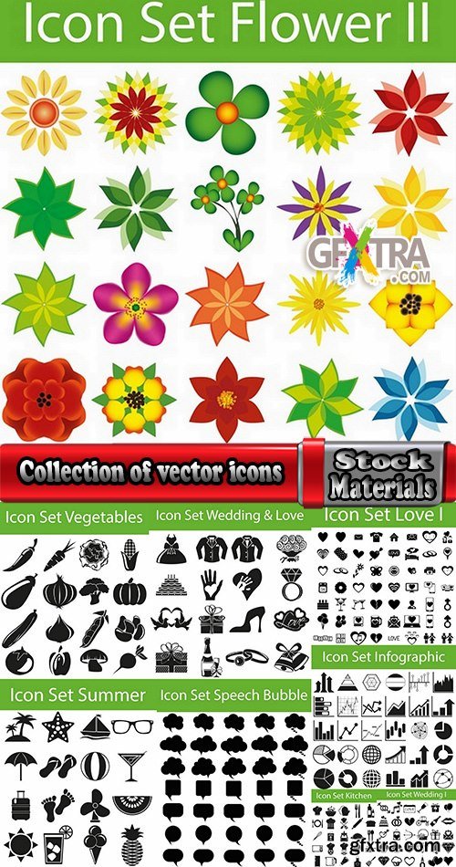 Collection of vector icons flat picture on various subjects #4- 25 EPS