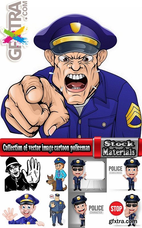 Collection of vector image cartoon policeman 25 EPS