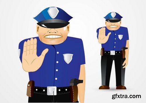 Collection of vector image cartoon policeman 25 EPS