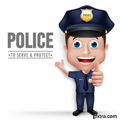 Collection of vector image cartoon policeman 25 EPS