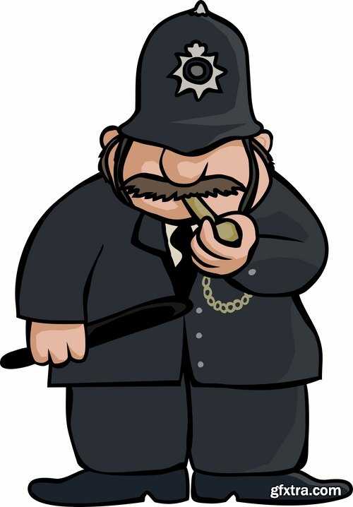 Collection of vector image cartoon policeman 25 EPS