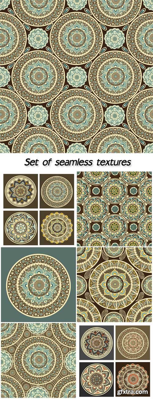 Set of seamless textures mandala vector