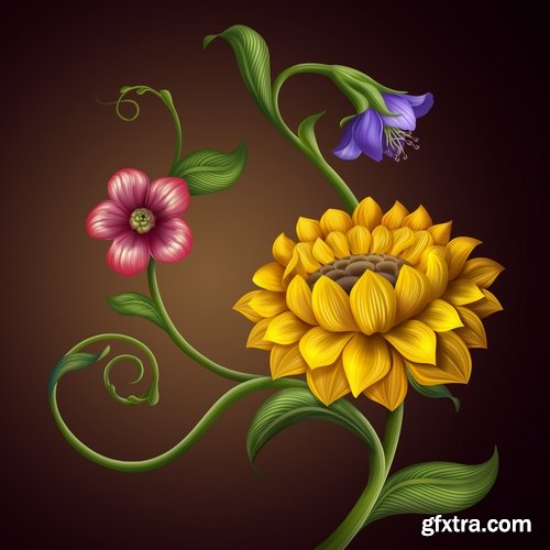 Collection of hand-drawn flowers tulip background is the gift card 25 HQ Jpeg