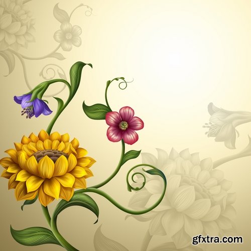 Collection of hand-drawn flowers tulip background is the gift card 25 HQ Jpeg