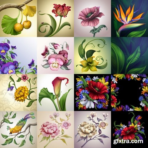 Collection of hand-drawn flowers tulip background is the gift card 25 HQ Jpeg