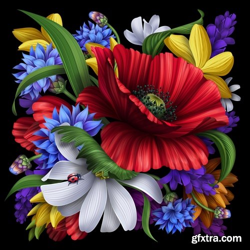 Collection of hand-drawn flowers tulip background is the gift card 25 HQ Jpeg