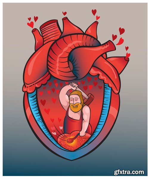 Collection of vector image medicine the human body heart 25 EPS