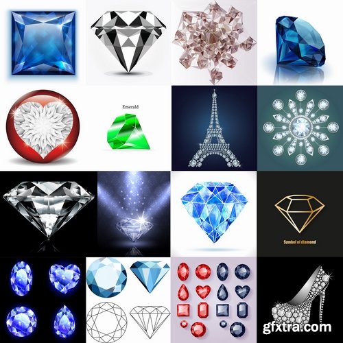 Collection picture vector diamond jewel 25 EPS