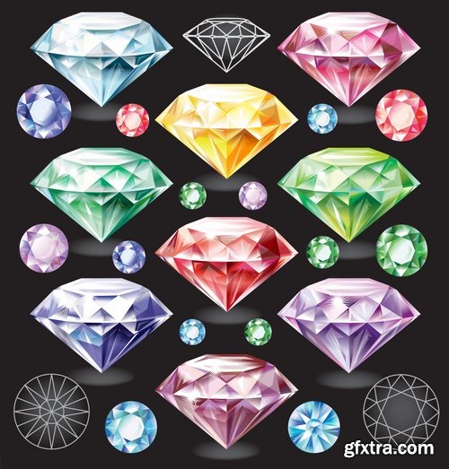 Collection picture vector diamond jewel 25 EPS