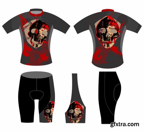 Collection of vector image printing on a T-shirt for sportswear 25 Eps