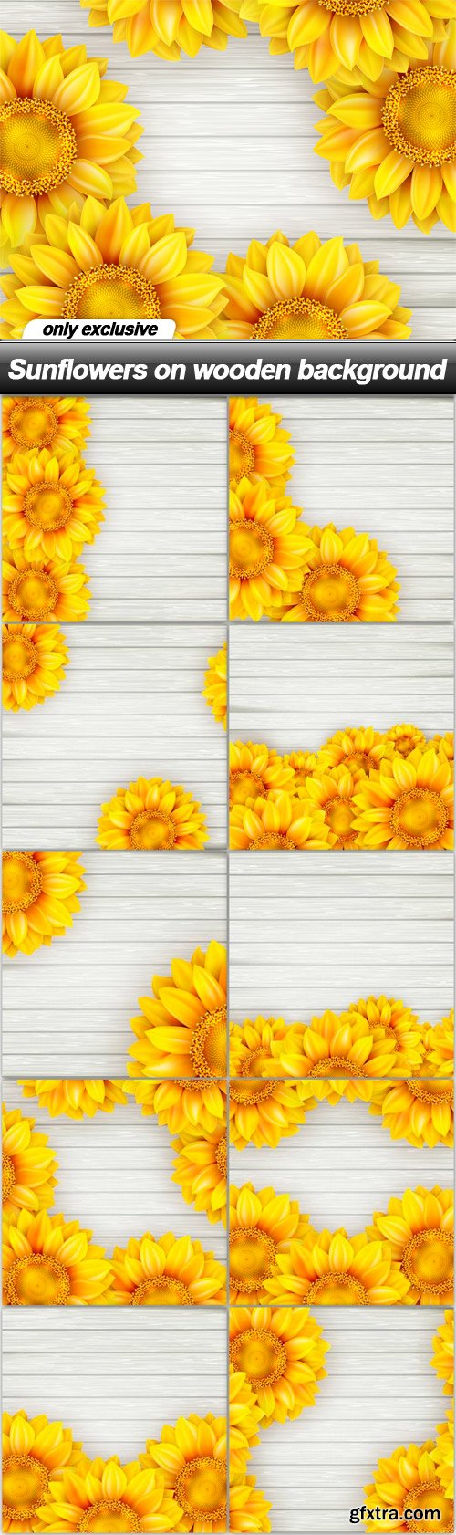 Sunflowers on wooden background - 10 EPS