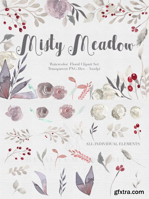 Misty Meadow Floral Clipart Set - CM 476843