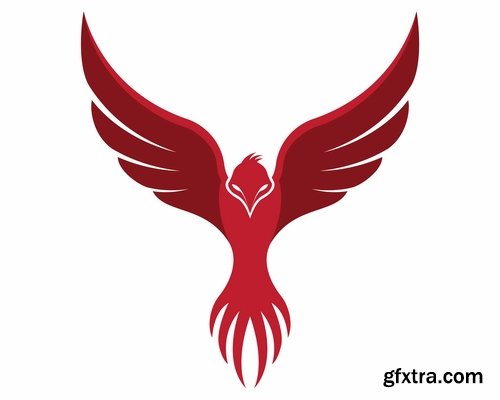 Collection of vector image of phoenix bird fire revival flight 25 EPS