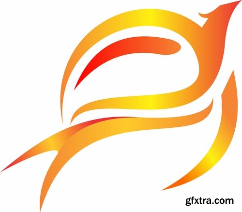 Collection of vector image of phoenix bird fire revival flight 25 EPS