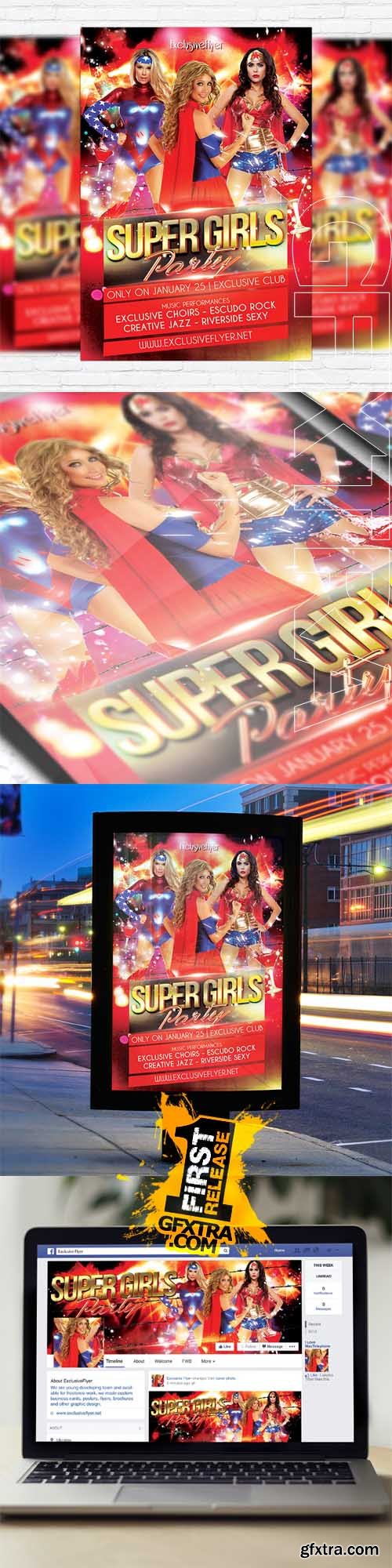 Super Girls Party – Flyer Template + Facebook Cover