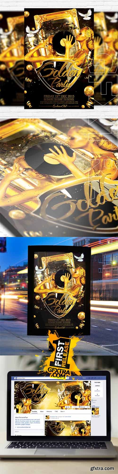 Golden Party – Flyer Template + Facebook Cover