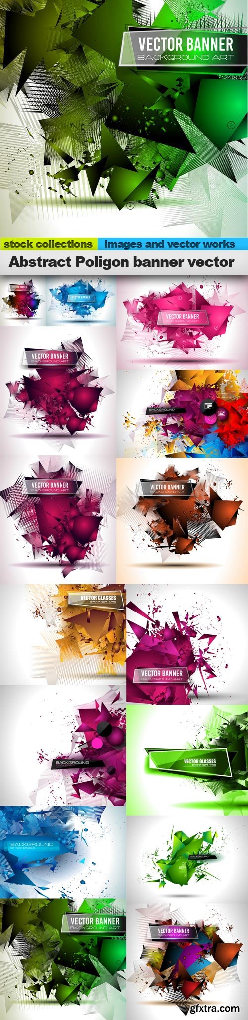 Abstract Poligon banner vector, 15 x EPS