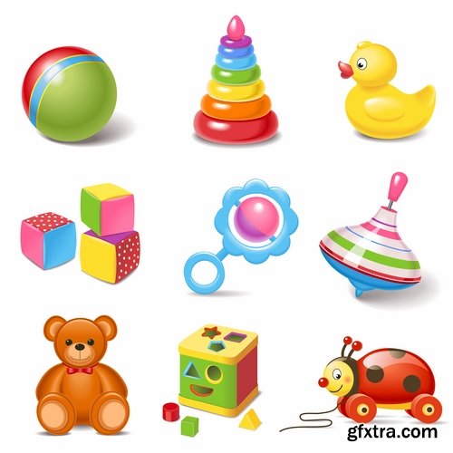 Collection of vector picture children\'s toy 25 EPS